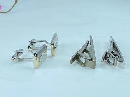 Vintage Burberry cufflinks Tie clips Gold Silver Work Suit GS385