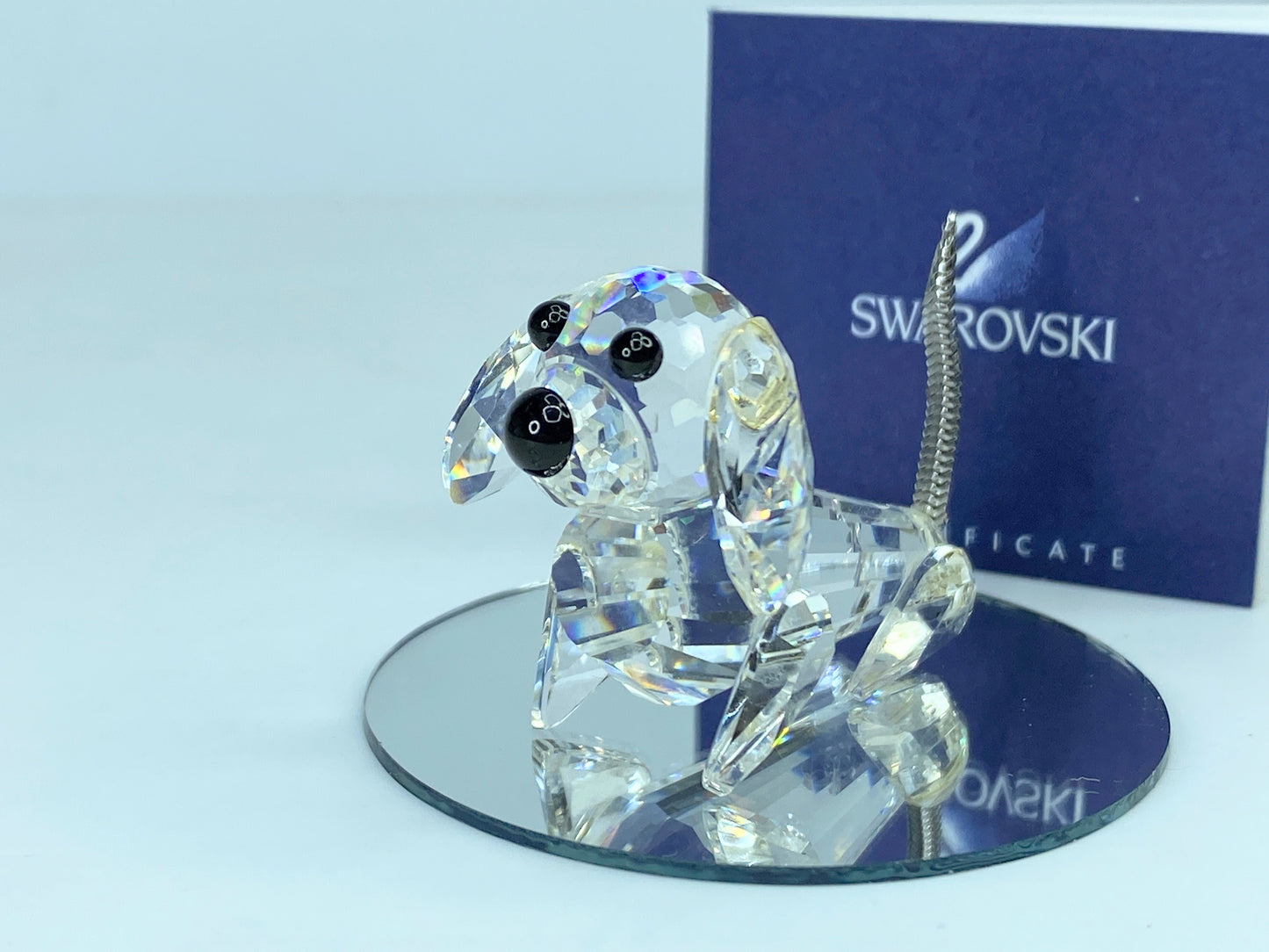Swarovski Crystal Dachshund Dog Figurine Retired Black Eyes Wire Tail  S172