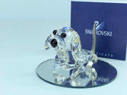 Swarovski Crystal Dachshund Dog Figurine Retired Black Eyes Wire Tail  S172