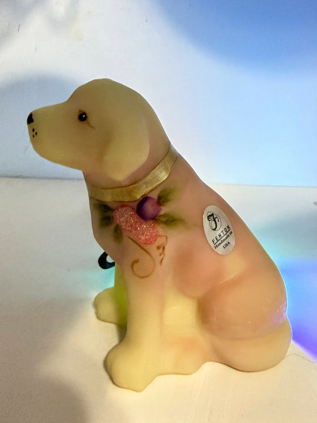 Fenton Burmese Lab Puppy Dog Hand Painted D Cutshaw Signed A1310