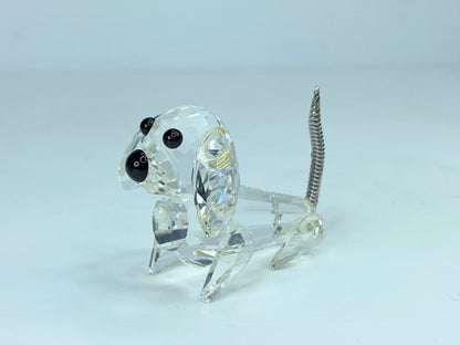 Swarovski Crystal Dachshund Dog Figurine Retired Black Eyes Wire Tail  S172