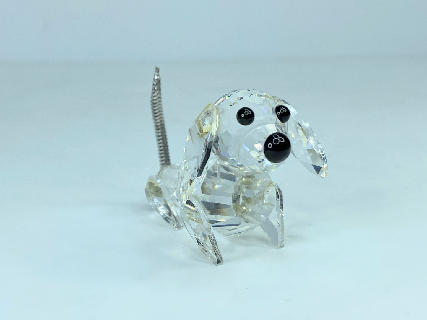 Swarovski Crystal Dachshund Dog Figurine Retired Black Eyes Wire Tail  S172