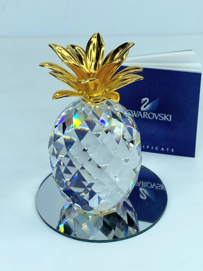 Gorgeous Swarovski Crystal Pineapple Gold Plated Mint Condition  2.5" S164