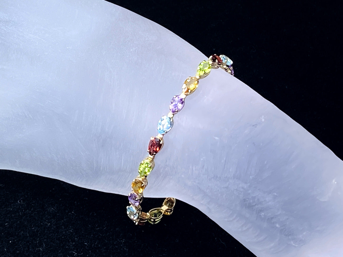 10.74ct Marquise cut Rainbow gemstone Tennis bracelet in 14K