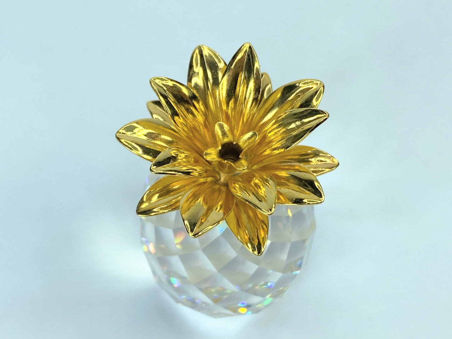 Gorgeous Swarovski Crystal Pineapple Gold Plated Mint Condition  2.5" S164
