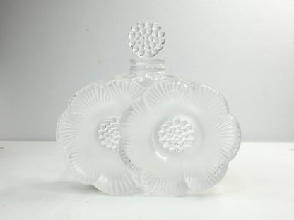 Vintage LALIQUE France Deux Fleurs Frosted Clear Crystal Perfume Bottle A857
