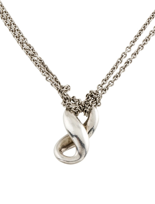 Tiffany & Co. Infinity double Chain Pendant Necklace 15" 8.0g JR9312