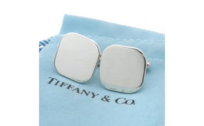 Tiffany & Co Sterling silver Plain Square Cushion top cufflink 14.2g JR9573