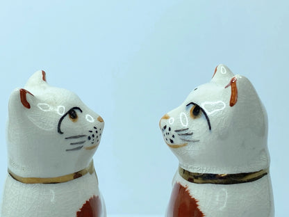 Pair Modern Staffordshire Hand Painted Pottery Cats