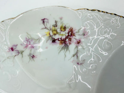 Antique Limoges Oyster Plate Hand Painted Florals Gold Rim 8" A804