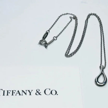 Tiffany & Co. SS Elsa Peretti Open Teardrop Pendant Necklace 16" 2.3g  JR880